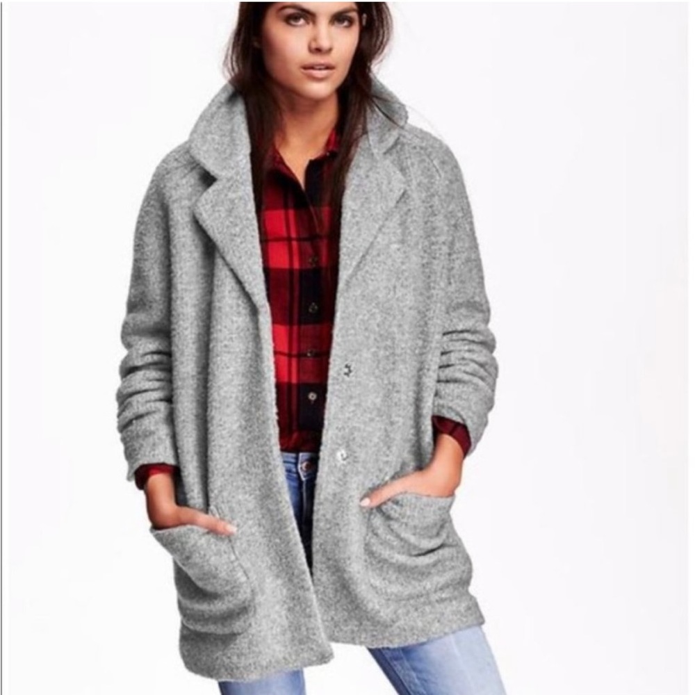 Old Navy XL Heather grey maternity coat snap buttons